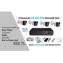 4 Kameralı Full HD AHD 2MP Güvenlik Seti